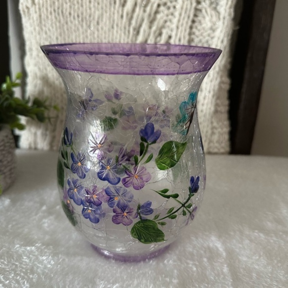 Floral Hand Painted Glass Vase
